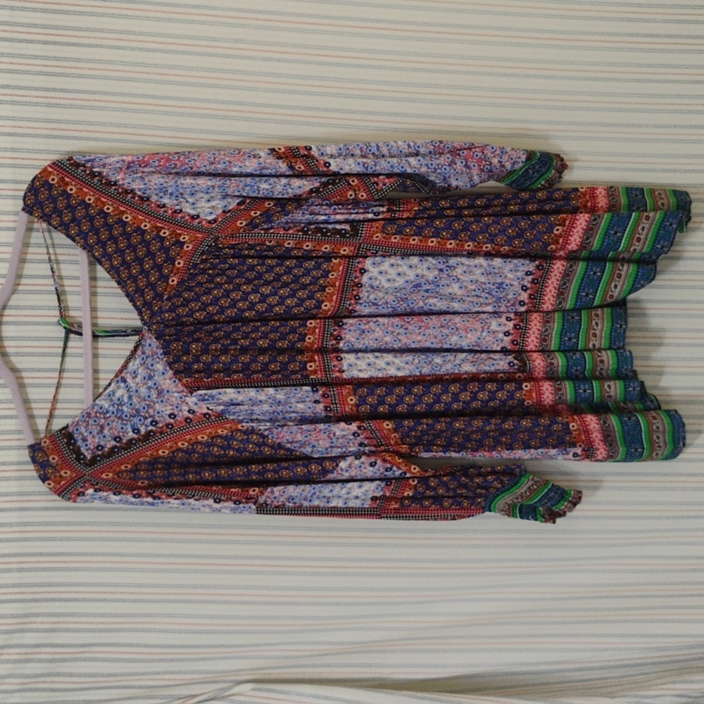 Velzera Multicolor Floral Pattern Boho Tunic/Dress  1X